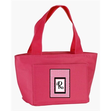 Carolines Treasures Monogram Letter R - Pink Black Polka Dots Lunch Bag or Doggie Bag CJ1001-R-PK-8808